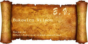 Bukovics Vilmos névjegykártya